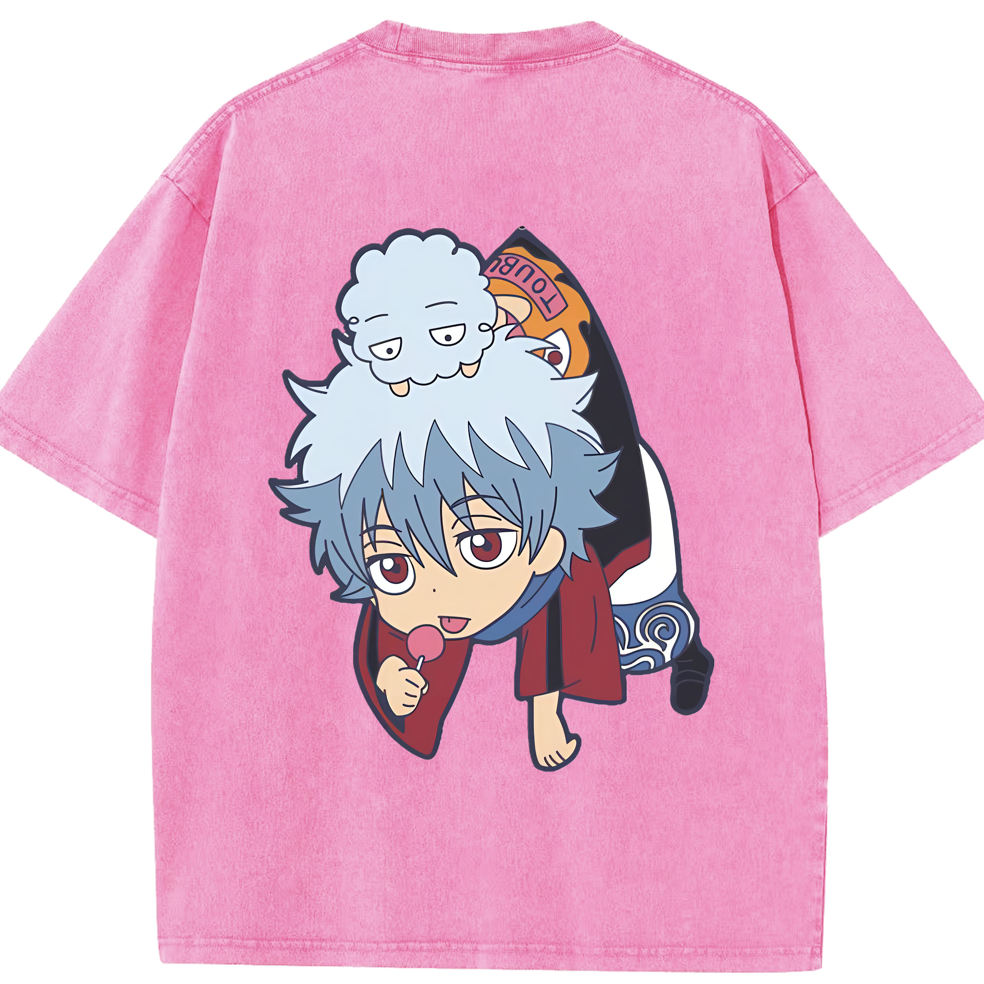 （画像用） ぎんたま 坂田銀時（さかたぎんとき） 神楽 志村新八（しむら しんぱち） GINTAMA Sakata Gintoki Kagura Shimura Shinpachi 綿100% ヴィンテージ風 半袖Tシャツ（背面プリント）